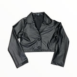 FLOWERS BY ZOE THIN PLEATHER JACKET - BLACK