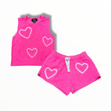 FLOWERS BY ZOE SHORTS - NEON PINK/HEARTS