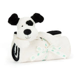 JELLYCAT BASHFUL BLANKIE - BLACK & CREAM PUPPY