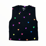 FLOWERS BY ZOE TANK - BLACK/MULTI HEARTS