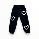 FLOWERS BY ZOE SWEATPANT - BLACK/WHITE HEARTS