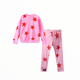 NUNUNU BABY STAR SWEATSHIRT AND LEGGING SET - SUPER PINK