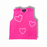 FLOWERS BY ZOE TANK - NEON PINK/HEARTS