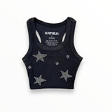 KATIE J LIVI TANK - BLACK/SILVER STARS