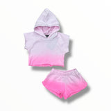 FLOWERS BY ZOE BABY HOODED TANK AND SHORT SET - PINK OMBRE