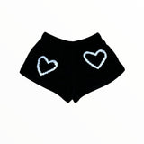 FLOWERS BY ZOE SHORTS - BLACK/WHITE HEARTS