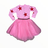 NUNUNU STAR TULLE DRESS - SUPER PINK