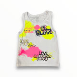 FLOWERS BY ZOE RIBBED TANK - WHITE/AIR BRUSH