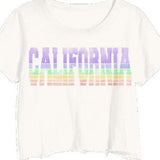 PRINCE PETER CROP T-SHIRT - WHITE/CALIFORNIA GRADIENT