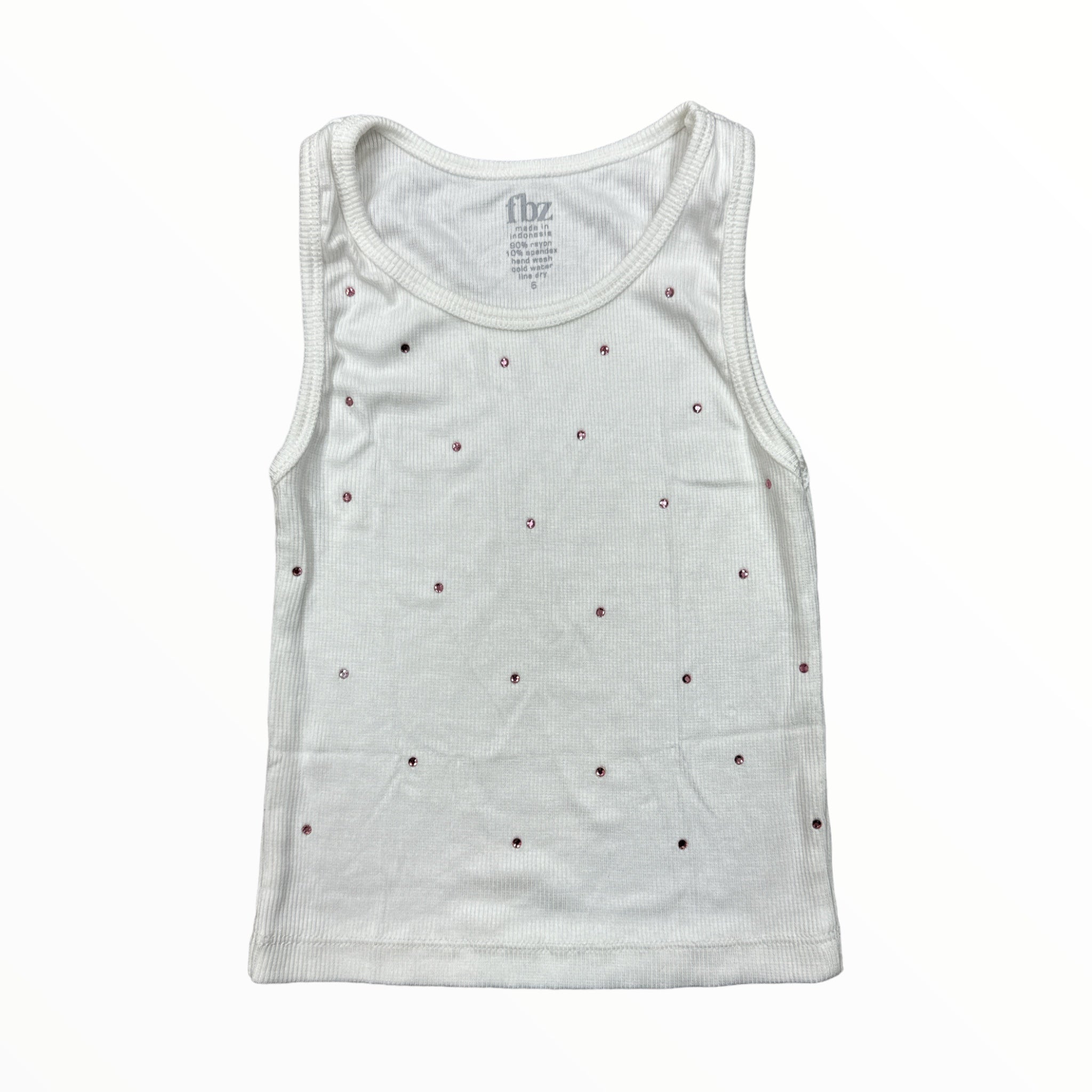 FLOWERS BY ZOE RIBBED TANK - WHITE/MULTI STONE