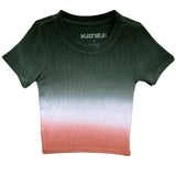 KATIE J LIVI  DIP DYE TEE - IVY/PINK