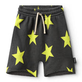 NUNUNU STAR SWEATSHORT - GRAPHITE/HOT LIME