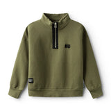 NUNUNU 1/2 ZIP SWEATSHIRT - OLIVE