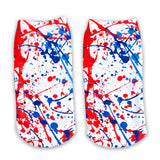 TOP TRENZ ANKLE SOCKS - RED/WHT/BLUE SPLATTER