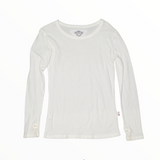 T2LOVE LONG SLEEVE SHIRT WITH THUMBHOLES - WHITE