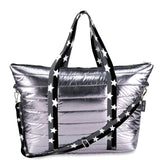 TOP TRENZ PUFFER TOTE WEEKENDER BAG - GUNMETAL