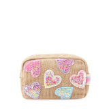 OMG ACCESSORIES CONFETTI HEART PATCHED STRAW POUCH