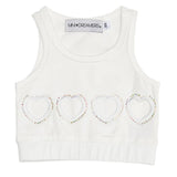 MINI DREAMERS AYLA CRUSTAL HEART CROP TOP - WHITE