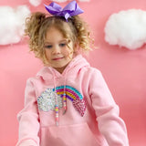 ELLLIE AND MIA RAINBOW GEM SWEATSUIT WITH BEADS - PINK