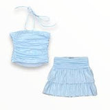 FLOWERS BY ZOE MESH SKIRT SET - BABY BLUE