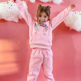 ELLLIE AND MIA RAINBOW GEM SWEATSUIT WITH BEADS - PINK