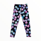 SOCIAL BUTTERFLY LEGGING - SMILEY DAISIES - BLACK