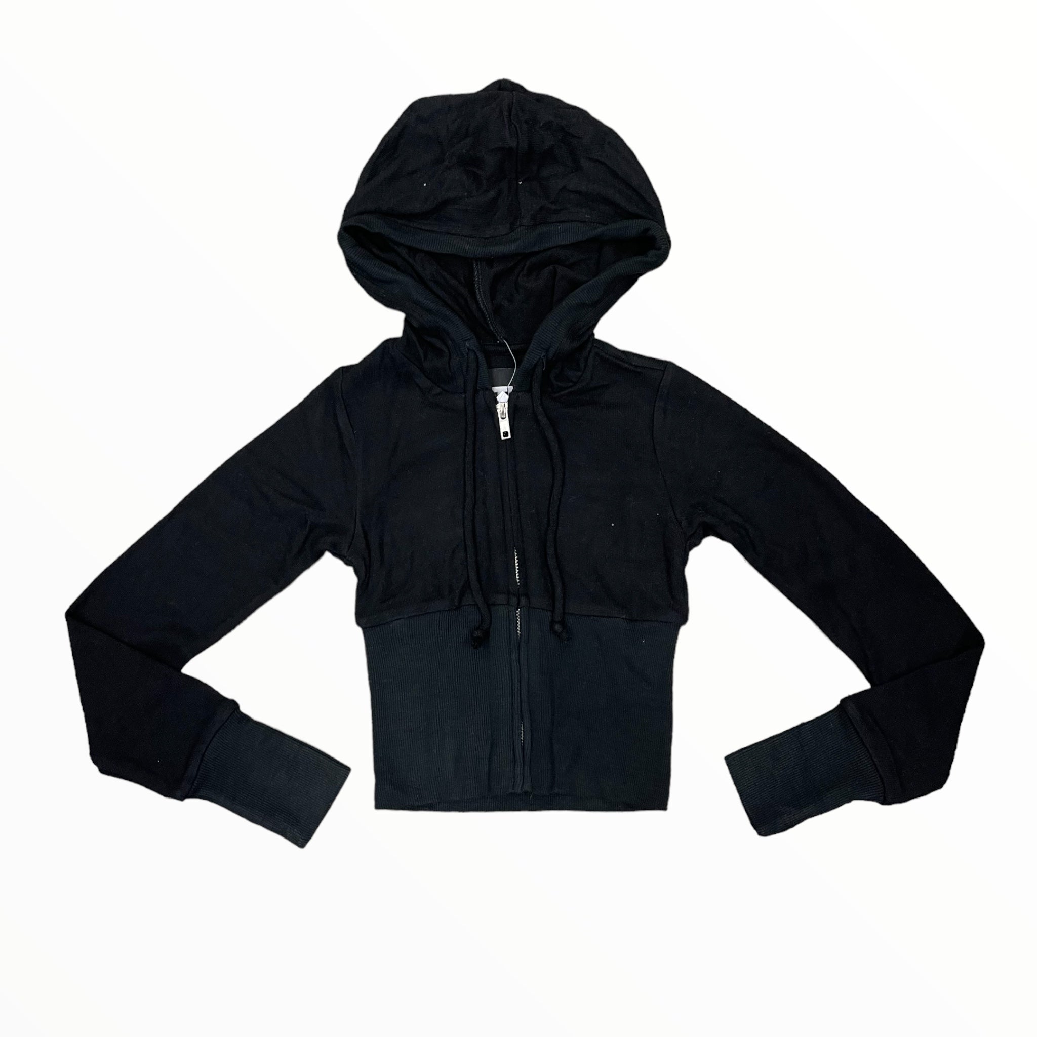 KATIE J DREW CROPPED FITTED ZIP HOODIE - BLACK – Meant 2 Be