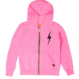 AVIATOR NATION KID'S BOLT PRINT ZIP HOODIE - NEON PINK