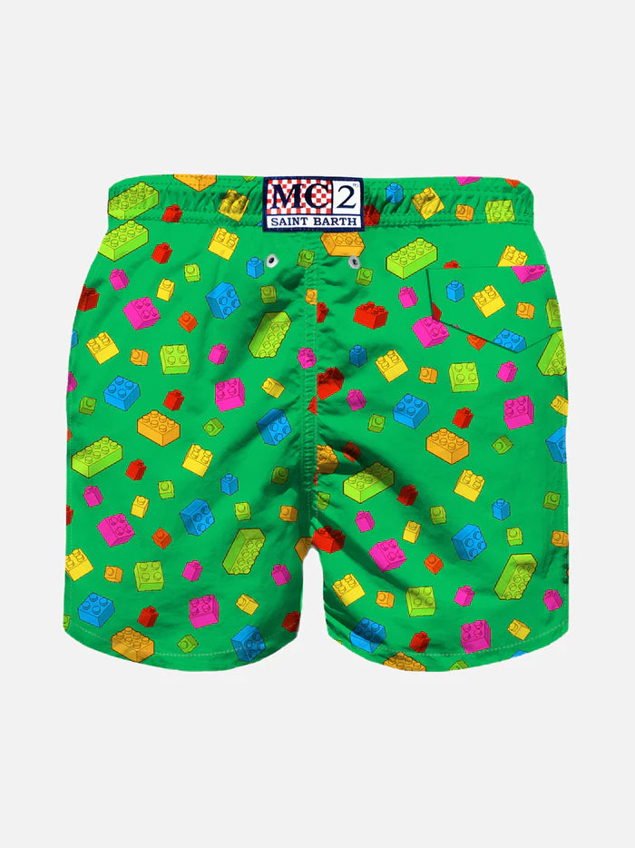 MC2 SAINT BARTH JEAN SWIM TRUNK - NEON GREEN/ BRICK BLOCK – Meant 2 Be